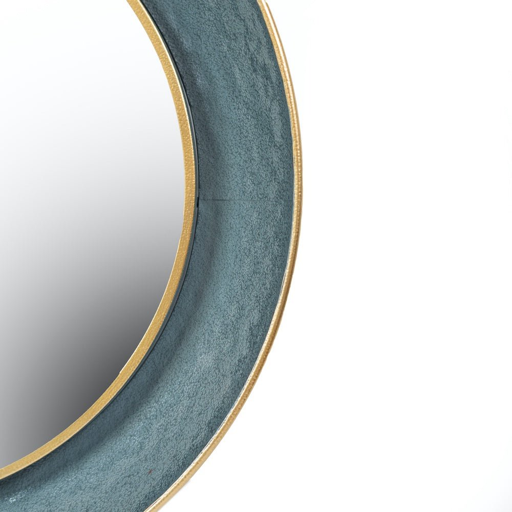 Teal Edge Round Mirror - Angela Reed -