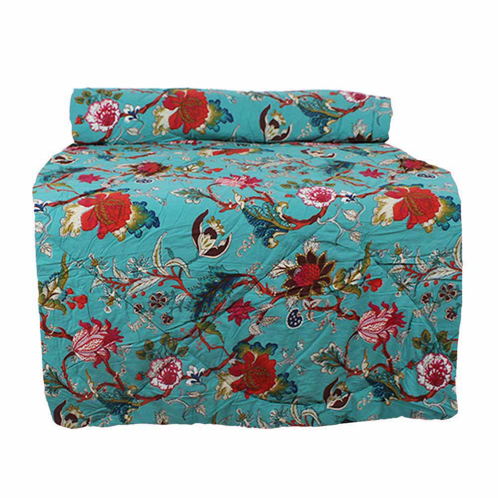 Teal Exotic Bird Double Quilted Throw - Angela Reed -