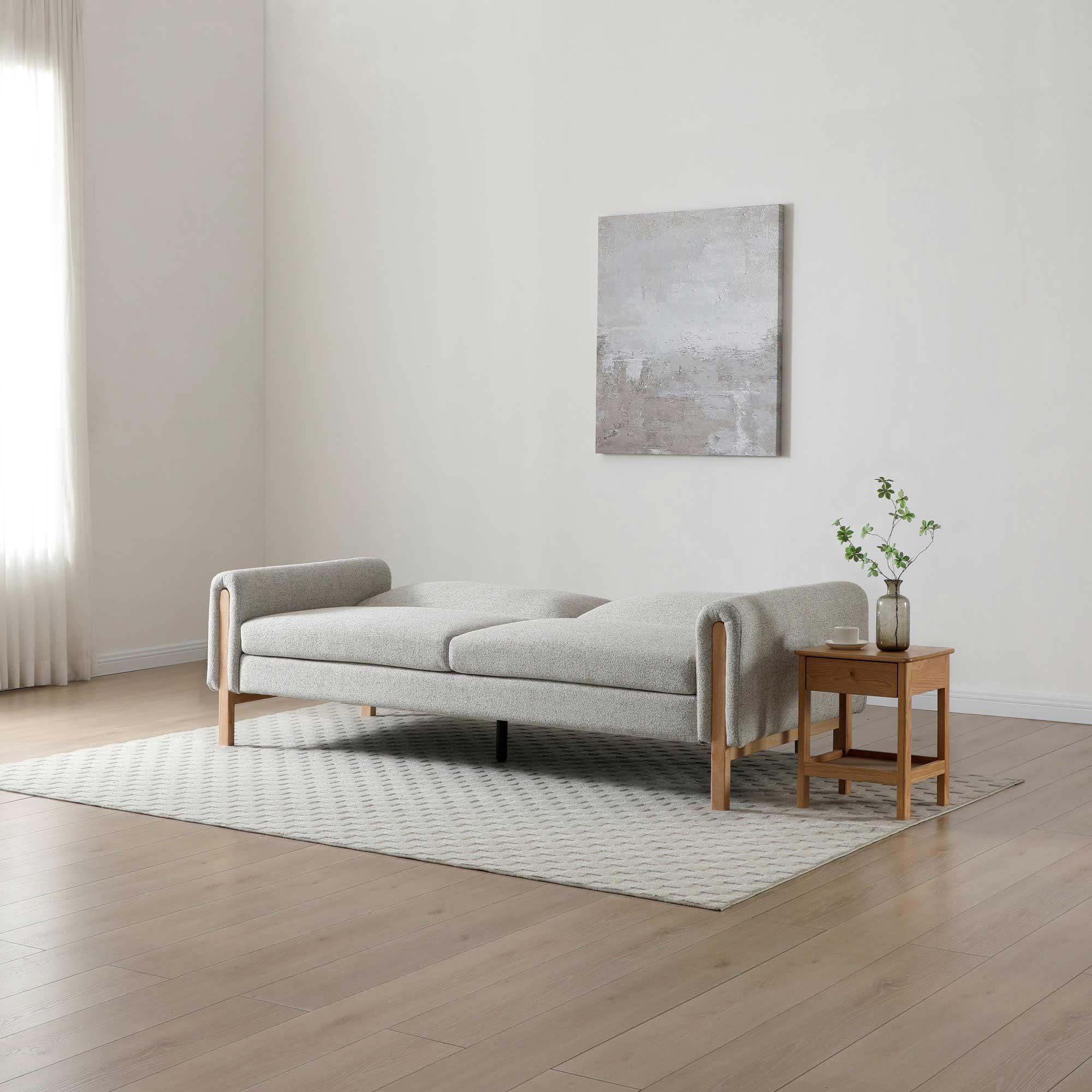 Thea Sofabed Hevre Grey Textured Weave,Hevre Natural textures Weave