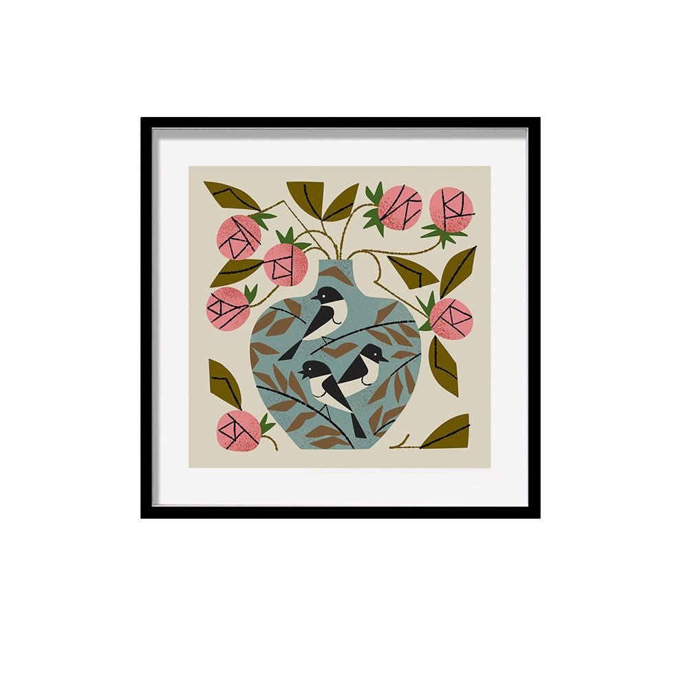 Three Bird Rose Vase