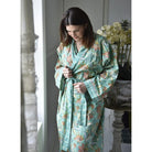 Turquoise, Pink & Olive Block Floral Print Dressing Gown - Angela Reed - 