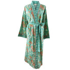 Turquoise, Pink & Olive Block Floral Print Dressing Gown - Angela Reed - 