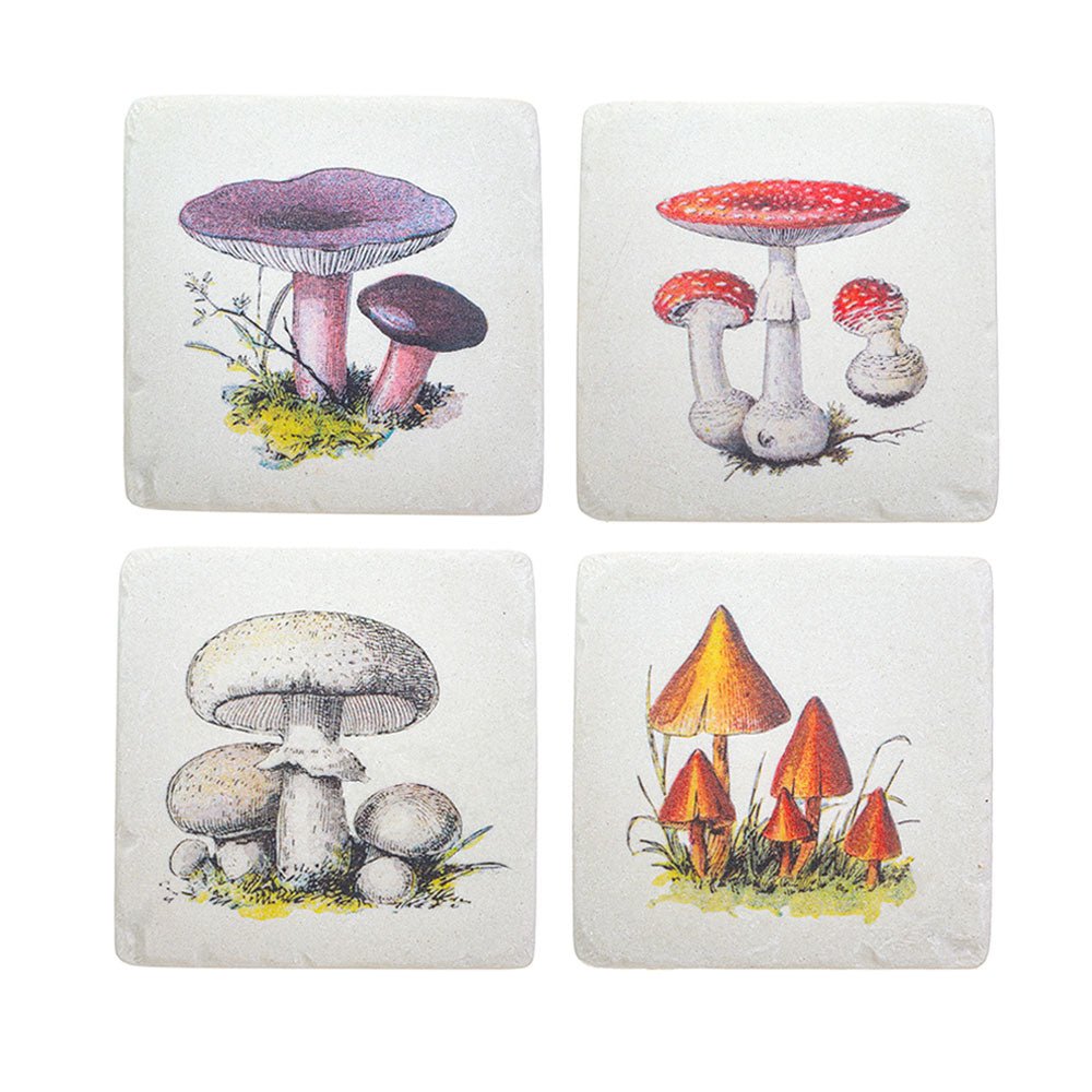 Vintage Mushroom Coasters, Set of 4