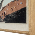 Vintage Style Coastal Stints On Linen In Wooden Frame