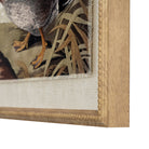 Vintage Style Ducks On Linen In Wooden Frame
