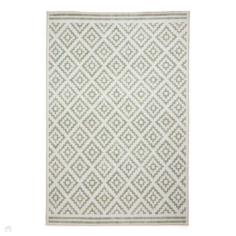 Washable Geometric Rug, Coral Green 61 x 120cm,61 x 170cm,76 x 150cm,76 x 230cm,122 x 170cm,152 x 230cm