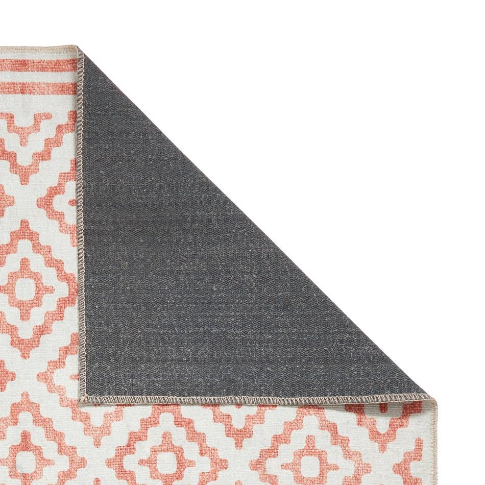 Washable Geometric Rug, Orange 61 x 120cm,61 x 170cm,76 x 150cm,76 x 230cm,122 x 170cm,152 x 230cm