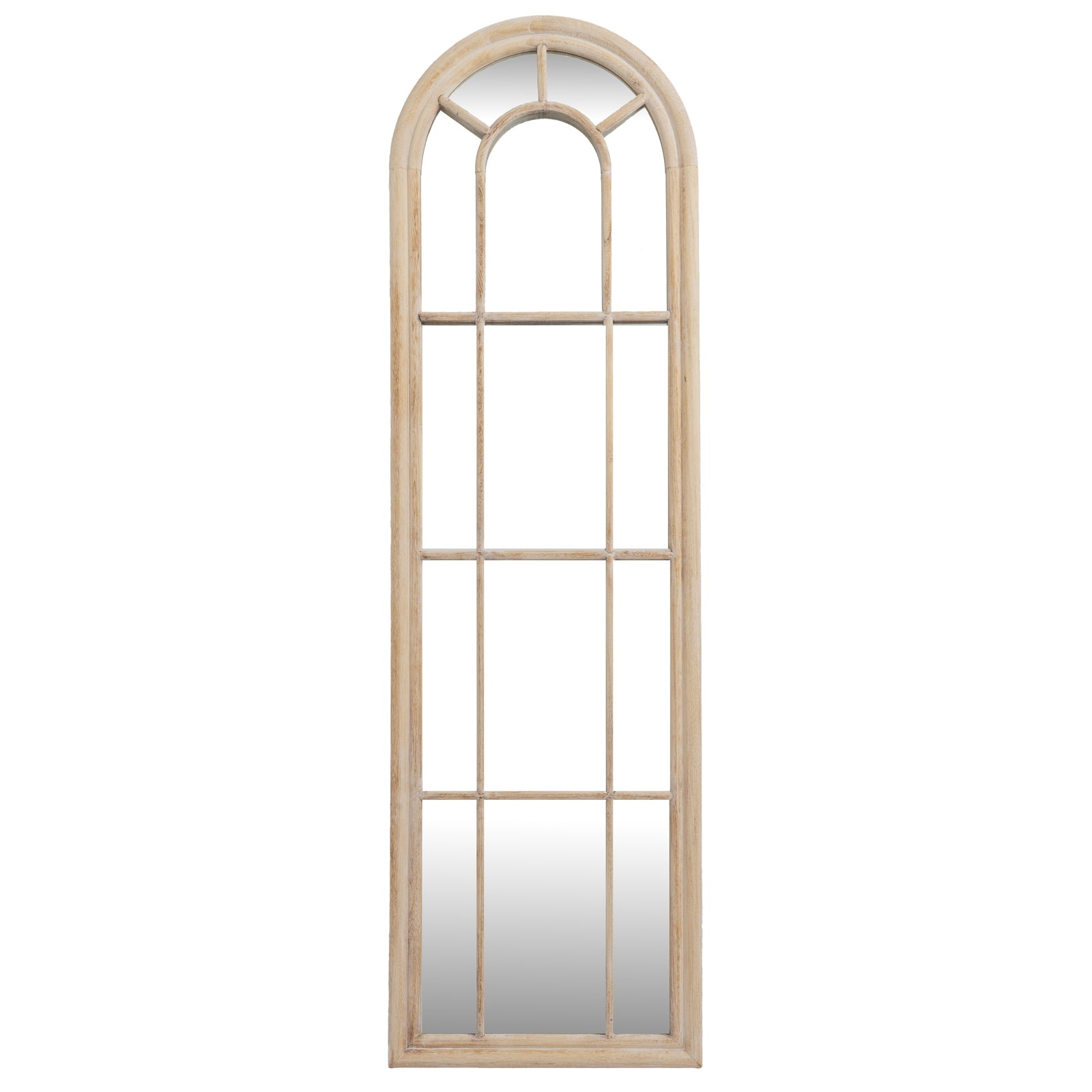 Washed Wood Tall Arched Window Mirror