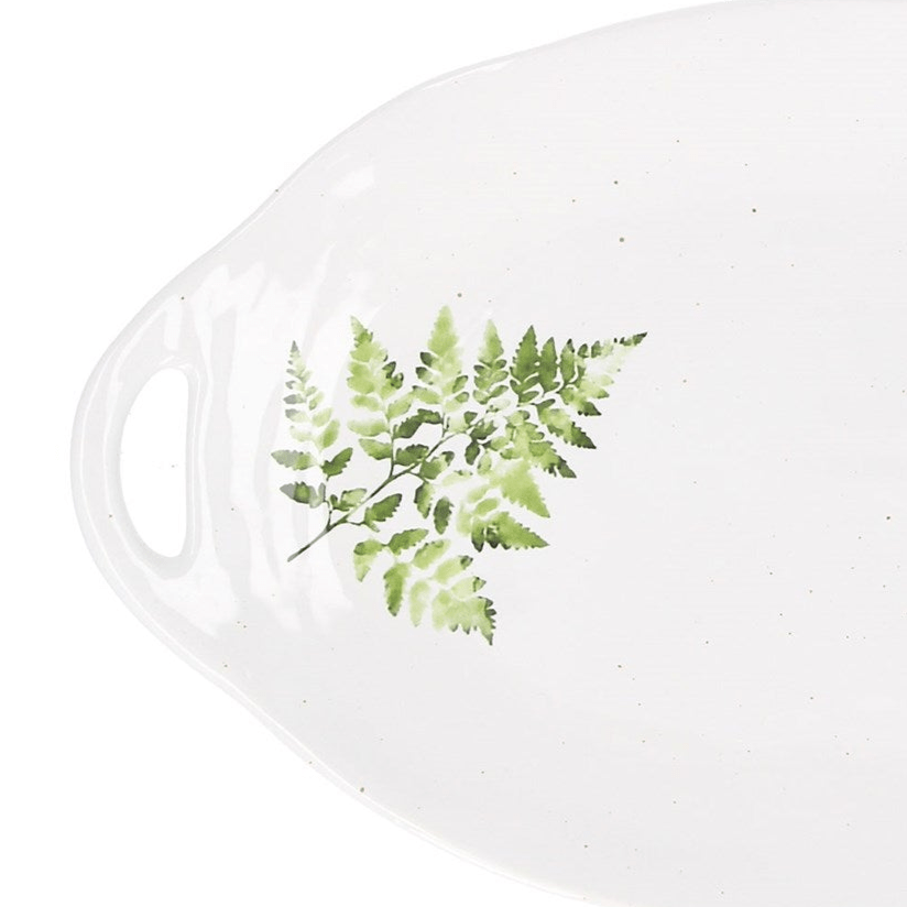 White Fern Platter with Handles