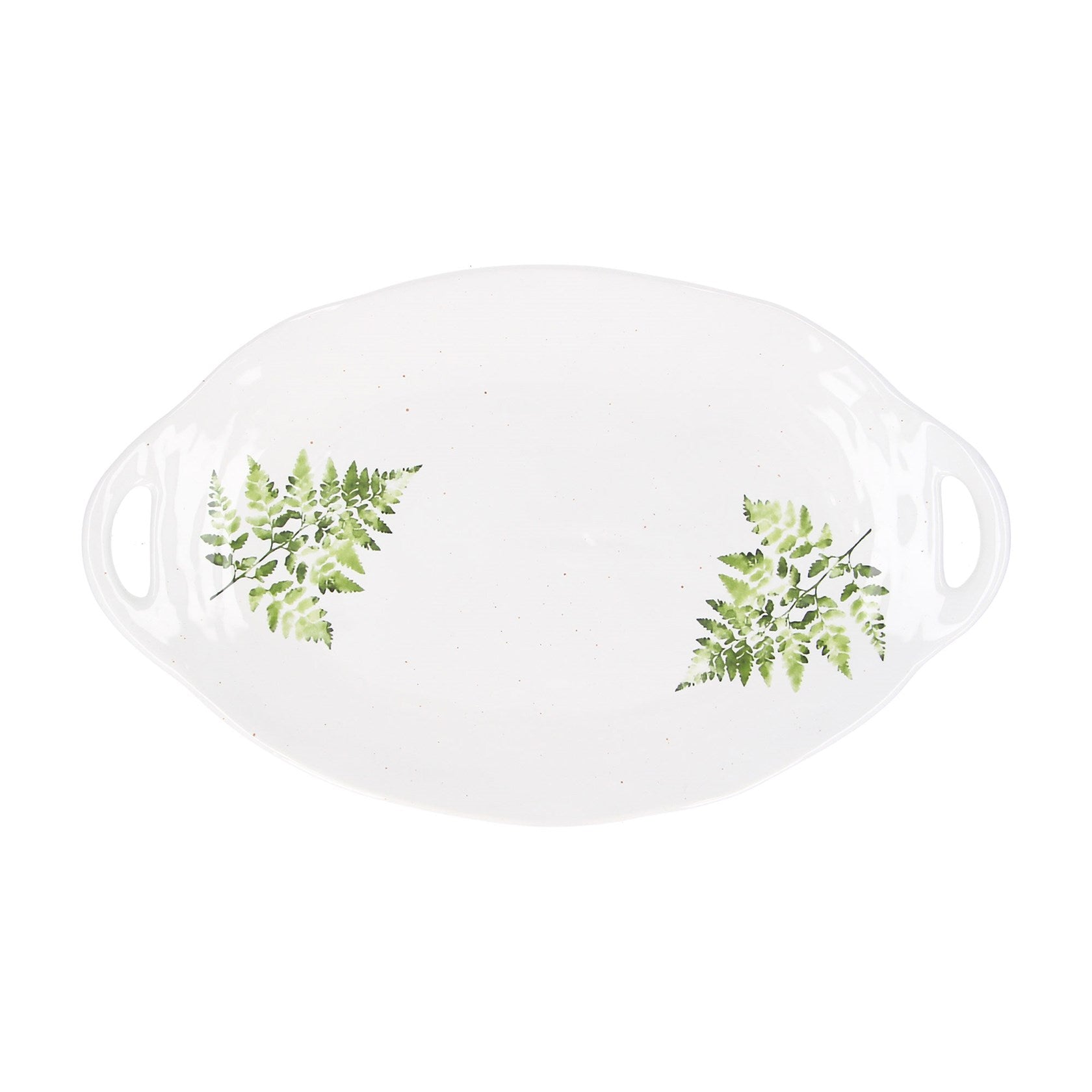 White Fern Platter with Handles