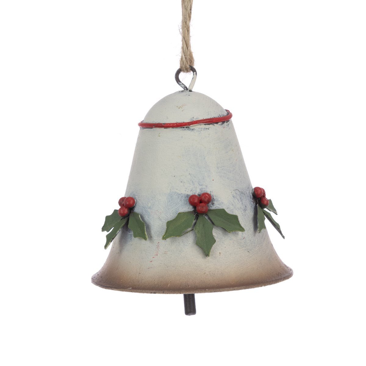 White Metal Bell with Holly