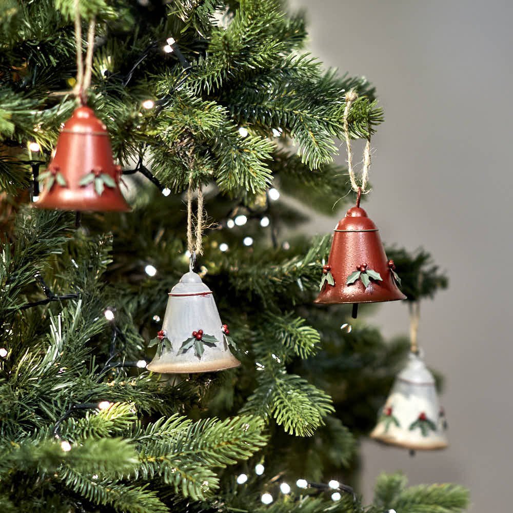 White Metal Bell with Holly