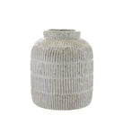 White Terracotta Ridged Vase Large