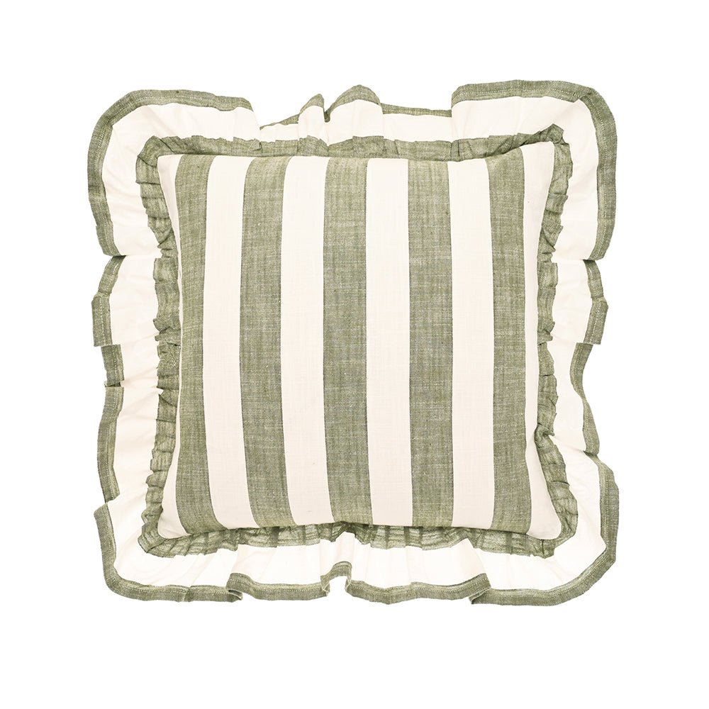 Wide Stripe Cushion, Olive - Angela Reed -