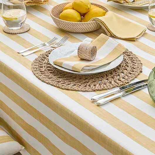 Wide stripe Tablecloth, 150 x 240 cm, Honeydew