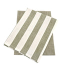 Wide Stripe Tea Towel, Olive Green