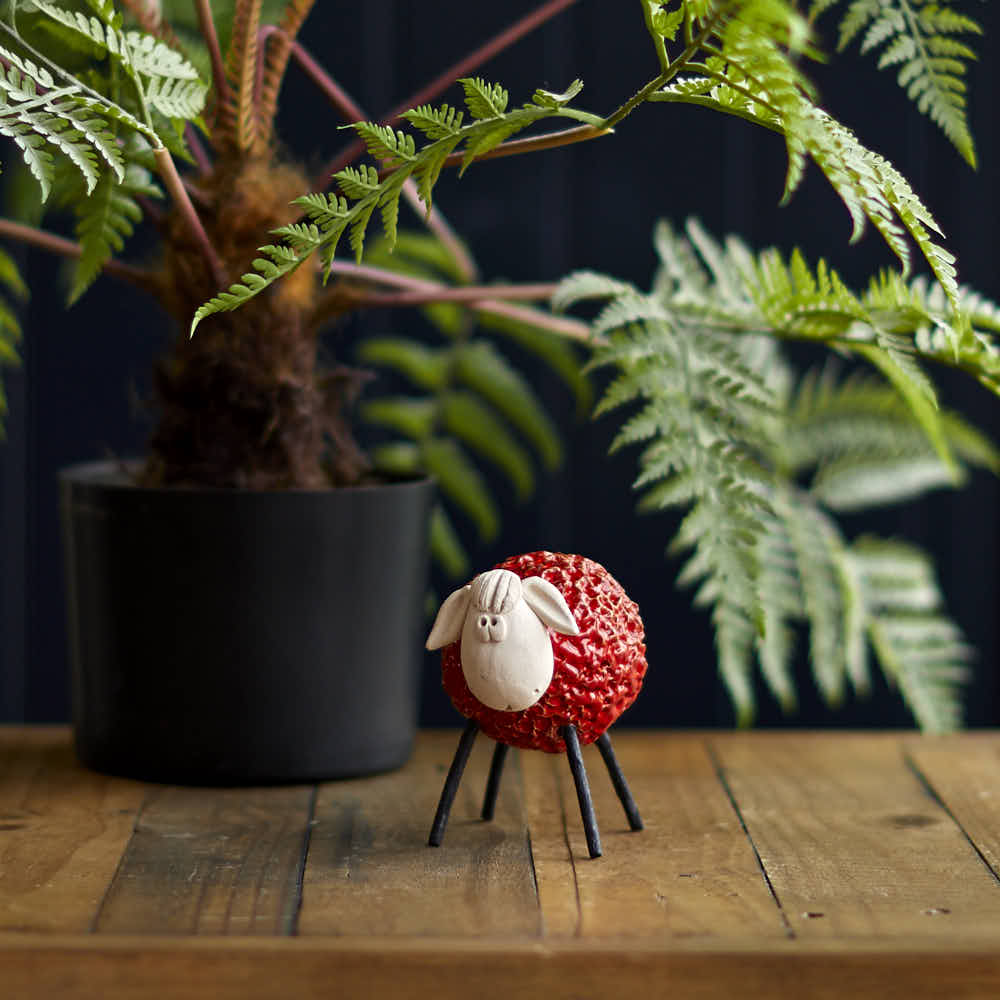 Woolly Ceramic Sheep, Red - Angela Reed - 