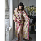 Yellow & Pink Carnation Print Dressing Gown - Angela Reed - 