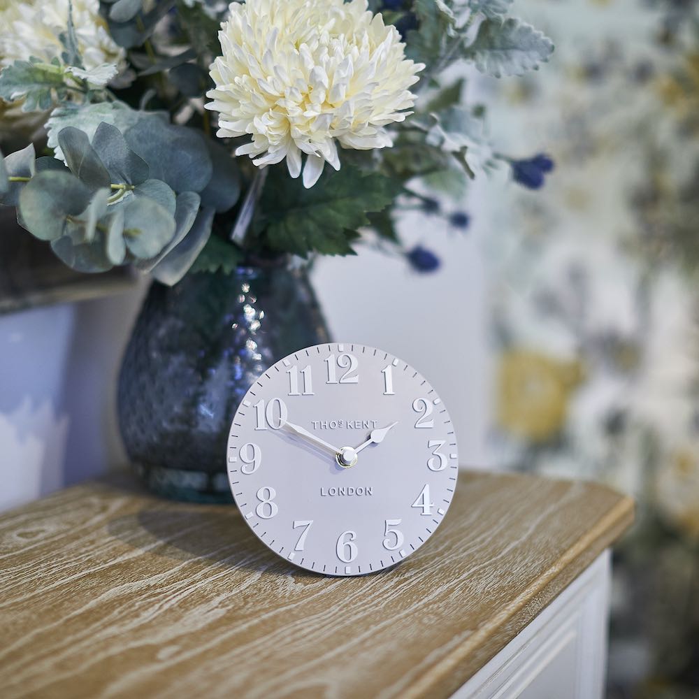 6" Arabic Clock, Dove Grey - Angela Reed -