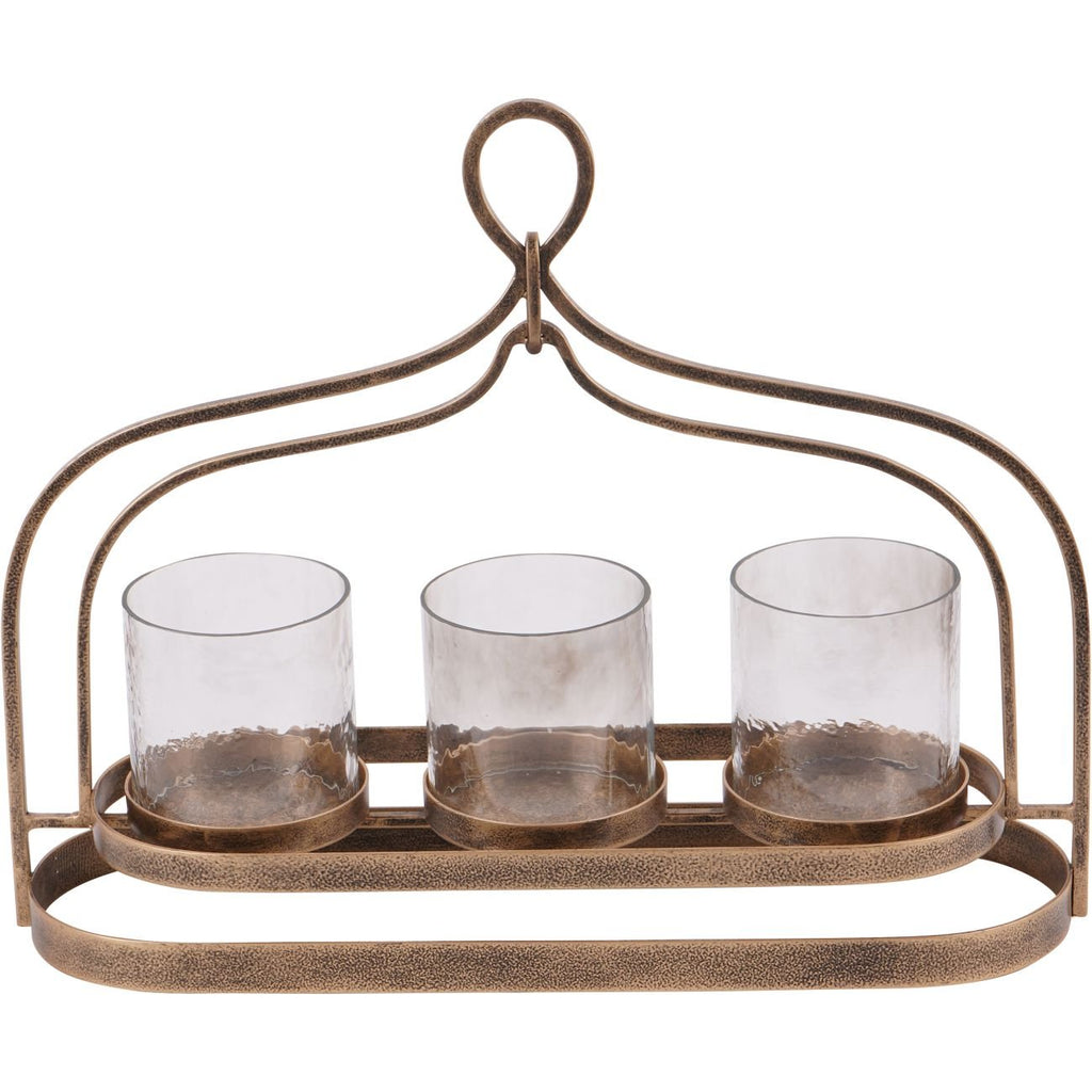 Aged Gold Loop Three Votive Holder - Angela Reed -