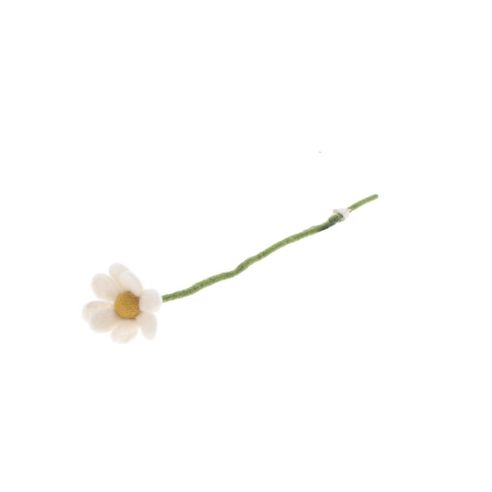 White Anemone Felt Flower Stem