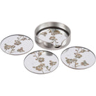 Antique Gold Set Of 4 Blossom Coasters