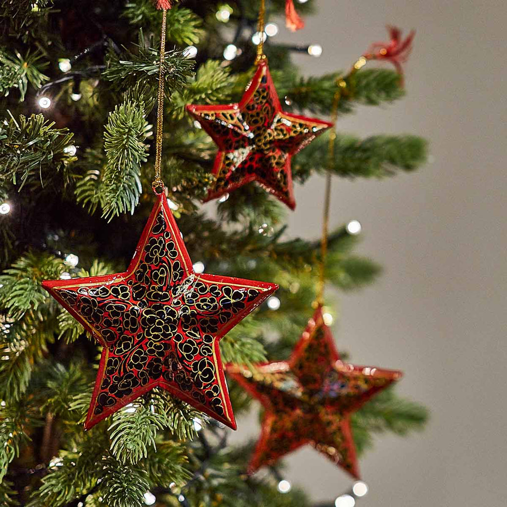 Assorted Hand Painted Star Decorations - Angela Reed - Christmas Decorations