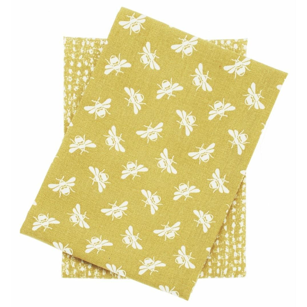 Bee Tea Towel Ochre, Set of Two