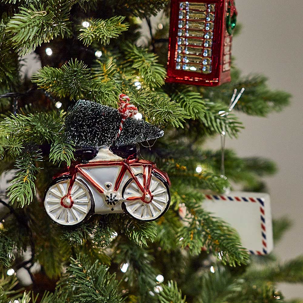 Bicycle with Christmas Tree Shaped Bauble