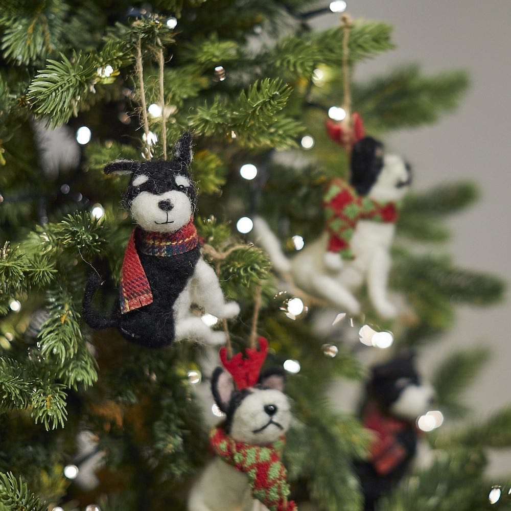 Black and White Dog in Scarf - Angela Reed - Christmas Decorations