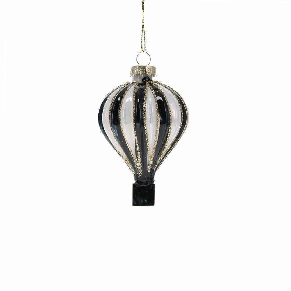 Black and White Hot Air Balloon Bauble
