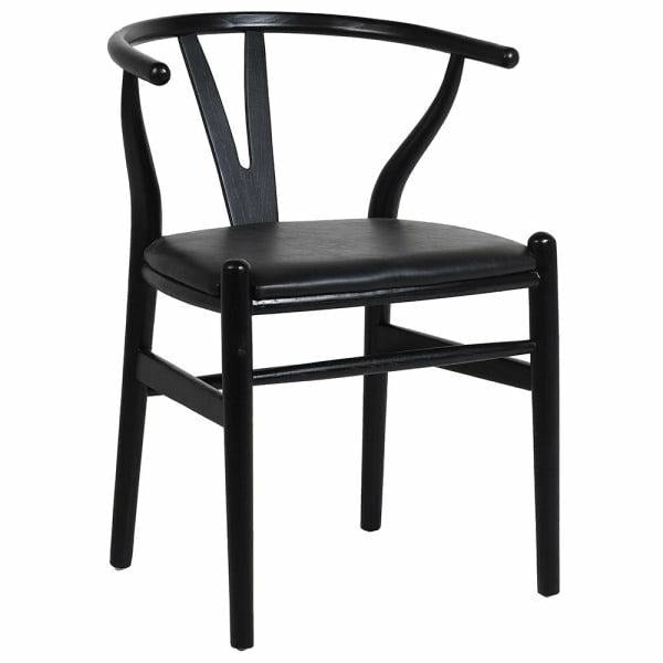 Black Fabric Seat Open Back Chair