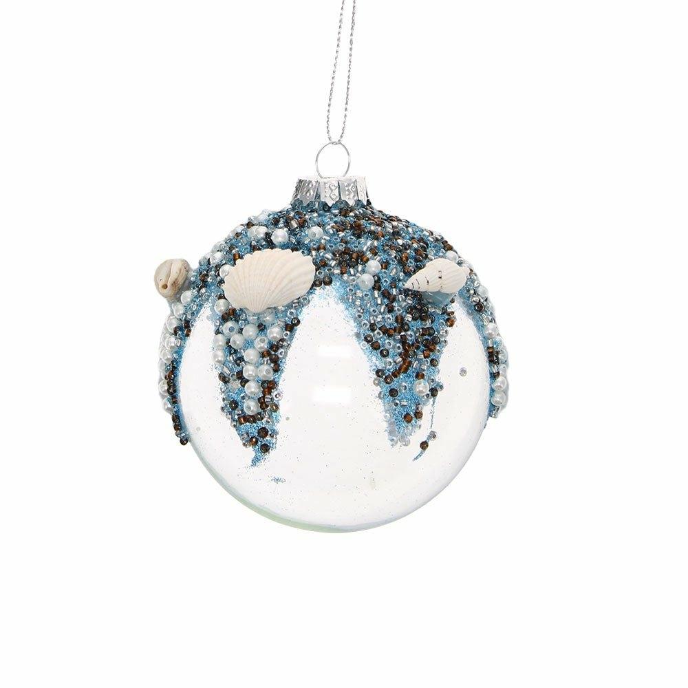 Blue Beaded Sea Shell Bauble