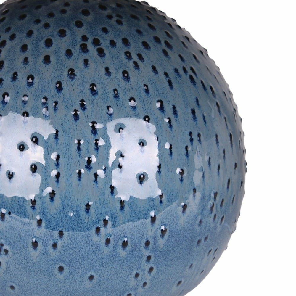 Blue Dot Ceramic Lamp with Linen Shade