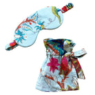 Blue Exotic Flower Eye Mask with Drawstring Bag