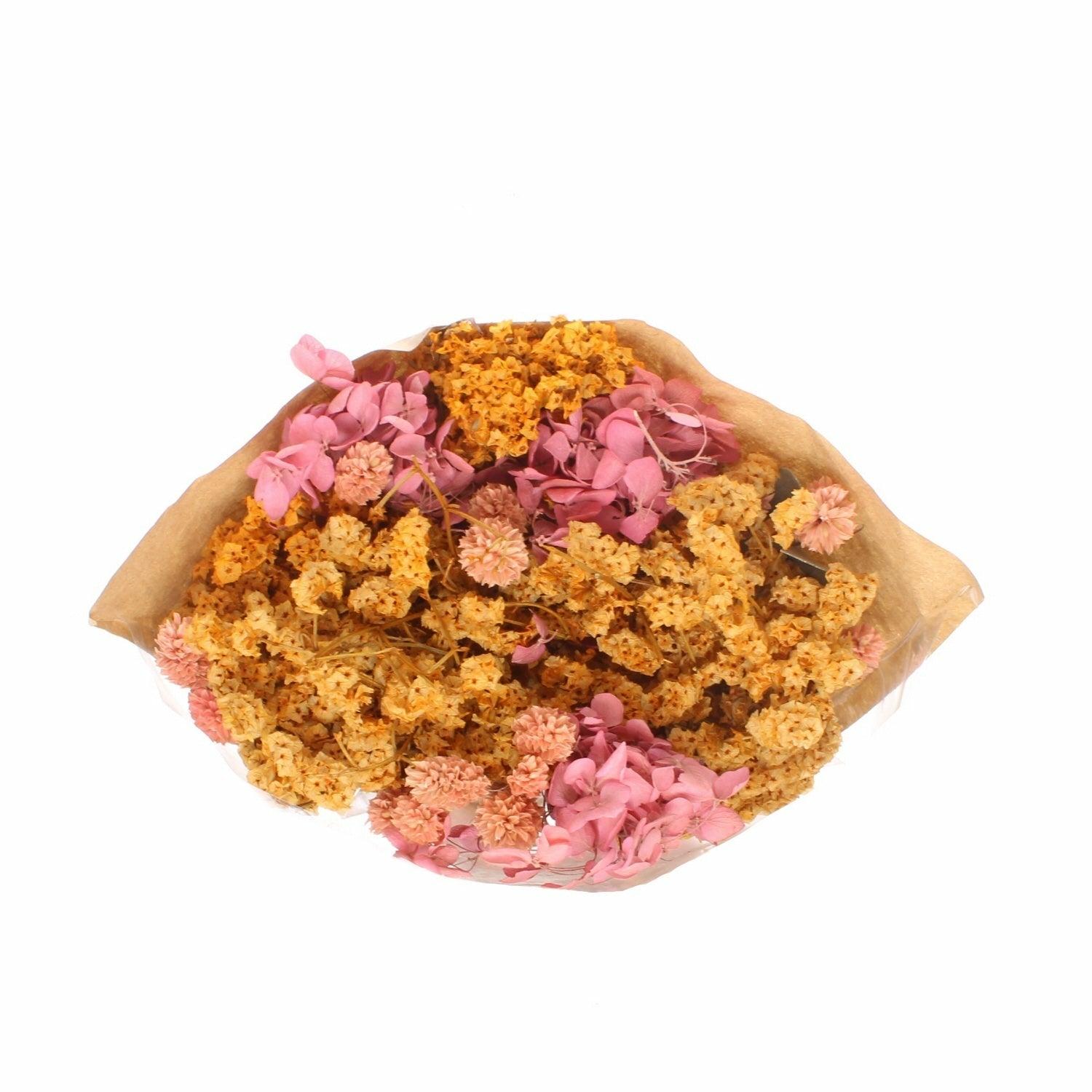 Bouquet Of Dry Flowers, Pink & Mustard