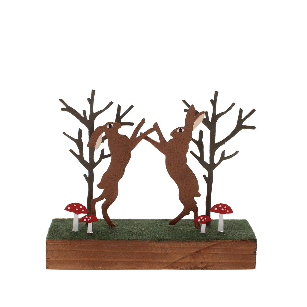 Boxing Hares On Block - Angela Reed - Christmas Decorations