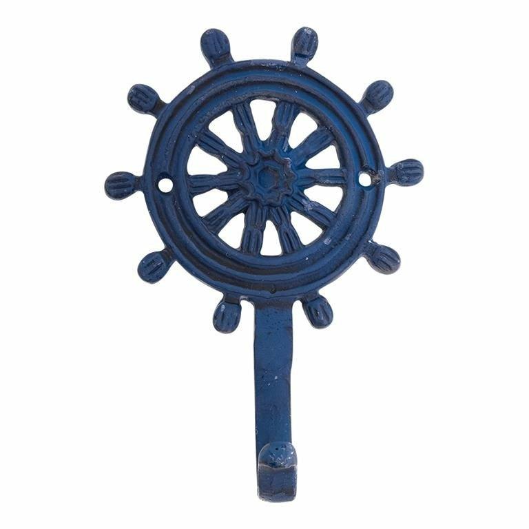 Captains Wheel Coat Hook, Blue