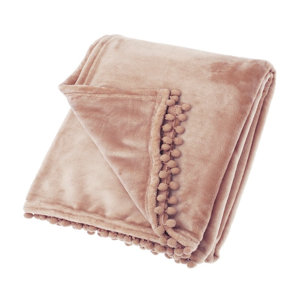 Cashmere Touch Fleece Throw, Blush Pink - Angela Reed -