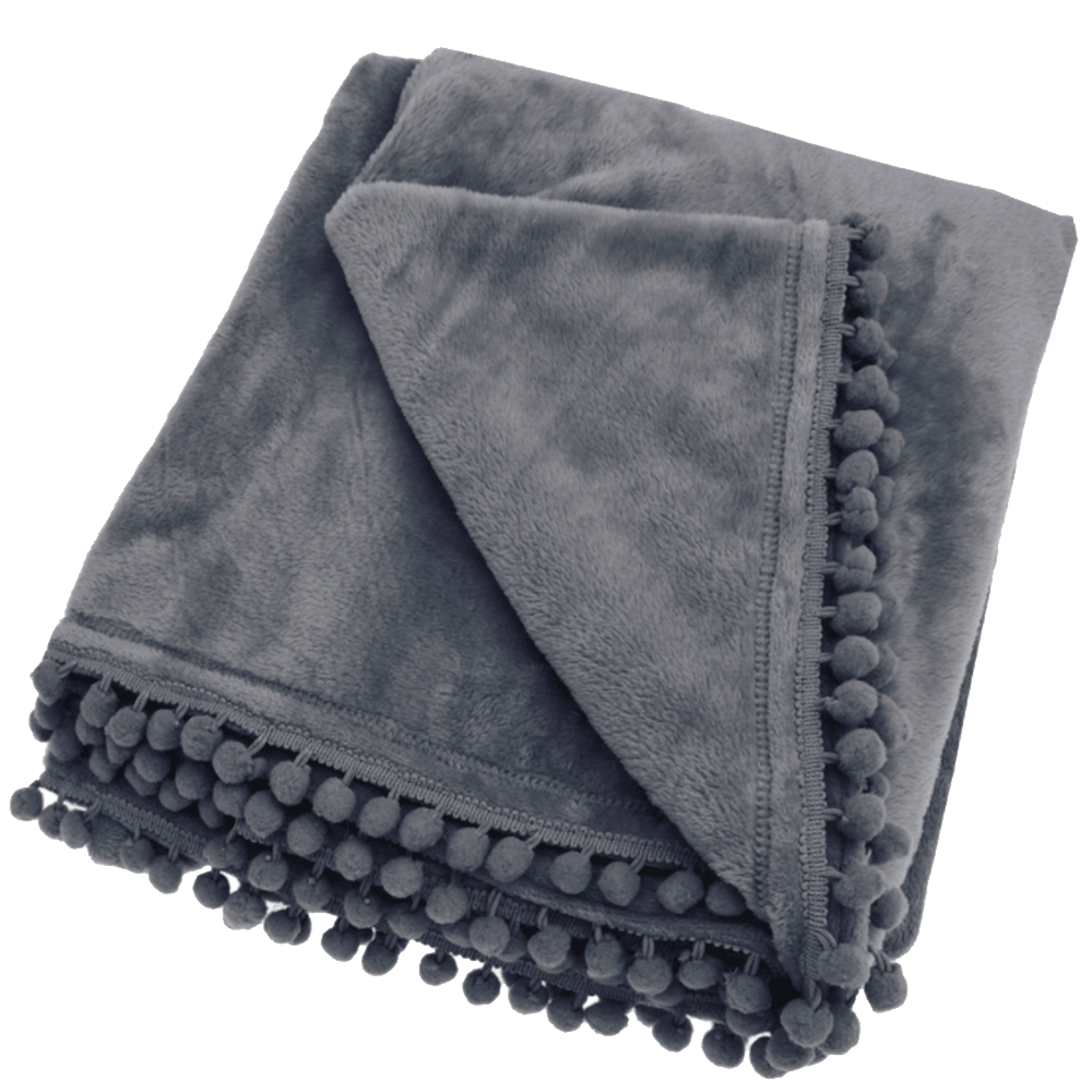 Cashmere Touch Fleece Throw, Charcoal - Angela Reed -