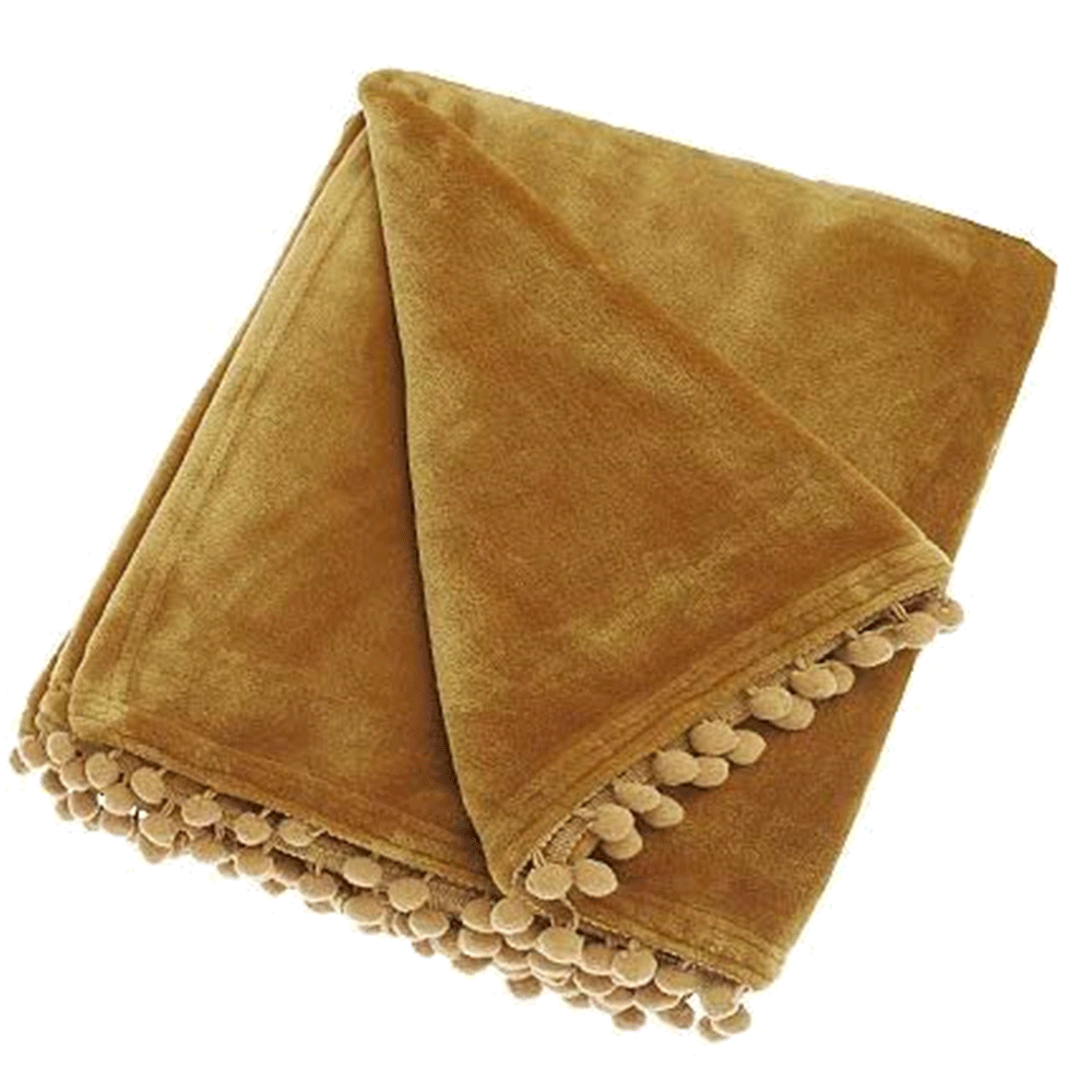 Cashmere Touch Fleece Throw, Honey - Angela Reed -