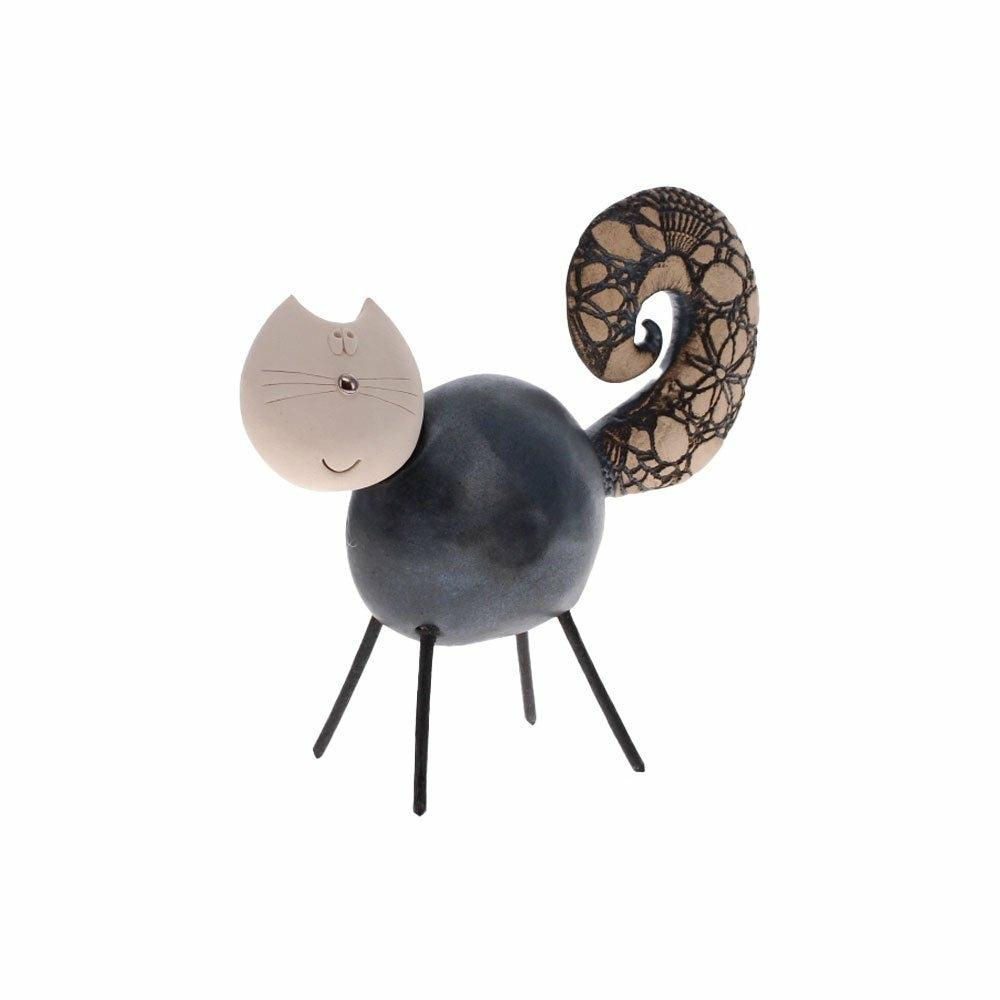 Ceramic Bushy Tail Cat, Black