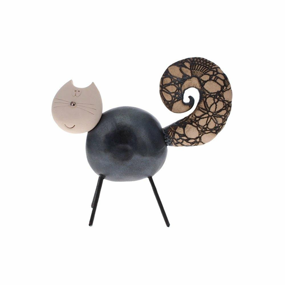 Ceramic Bushy Tail Cat, Black