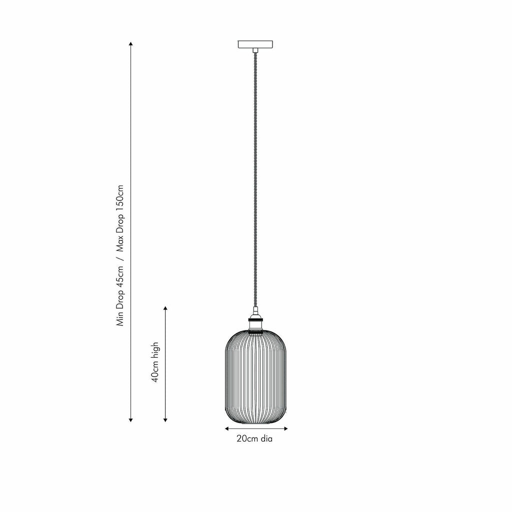 Clear Ribbed Glass Tall Pendant