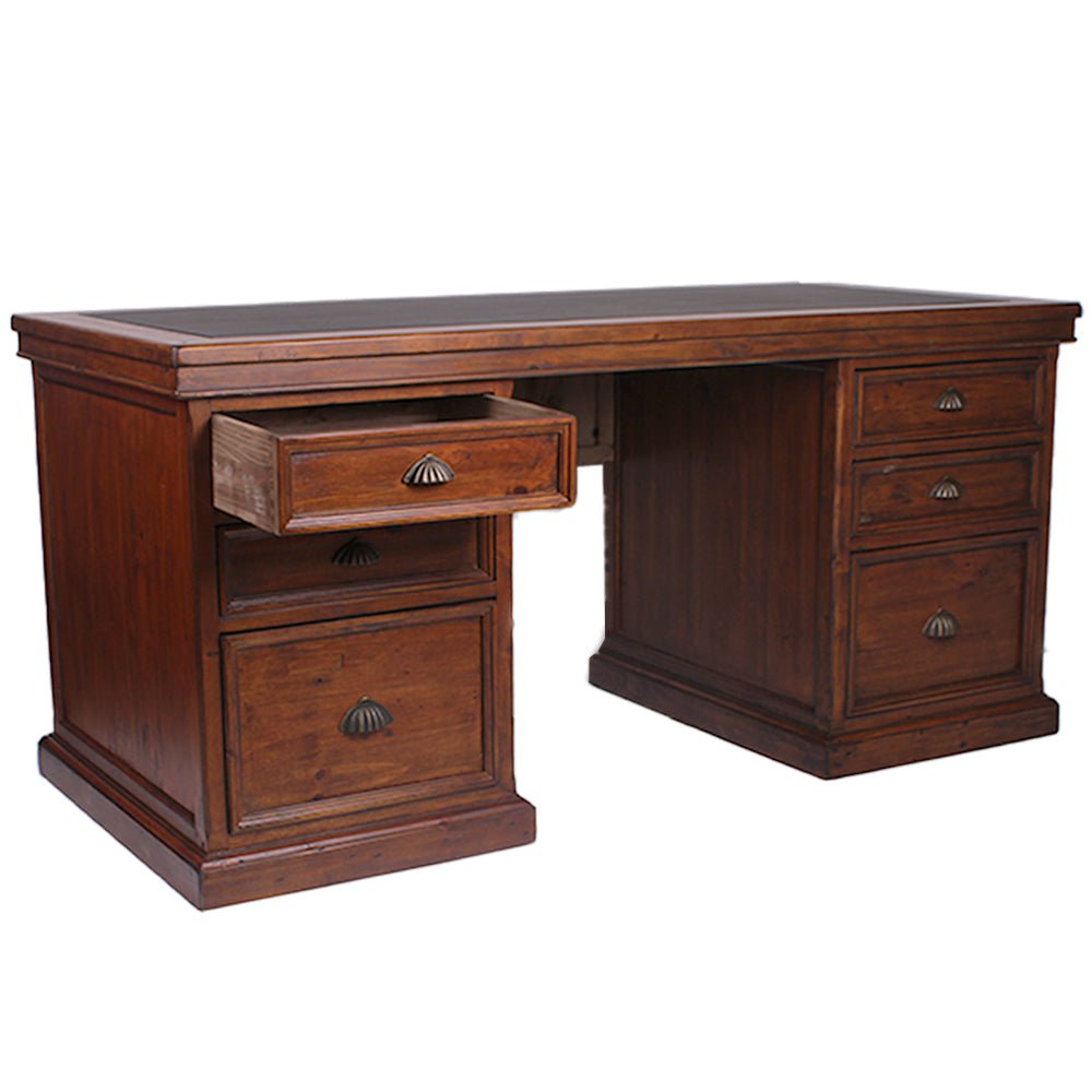 Colonial Large Double Pedestal Reclaimed Desk - Angela Reed -