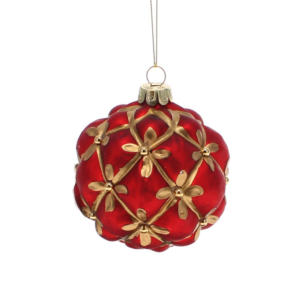 Deco Red and Gold Cushion Bauble - Angela Reed - Christmas Decorations