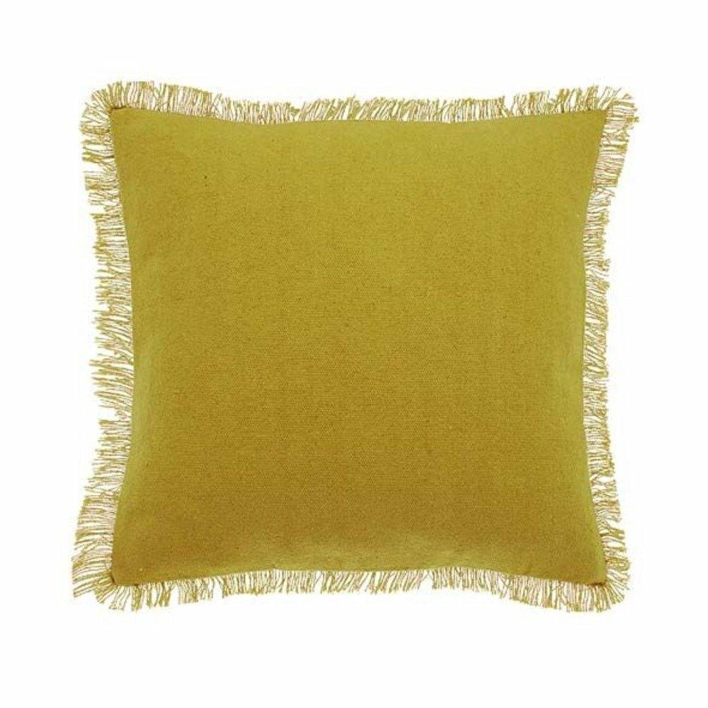 Dhurrie Fringe Cushion, Mustard