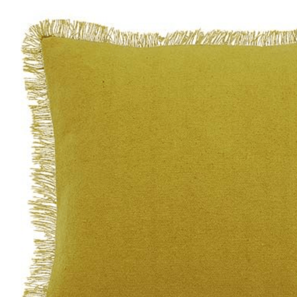 Dhurrie Fringe Cushion, Mustard