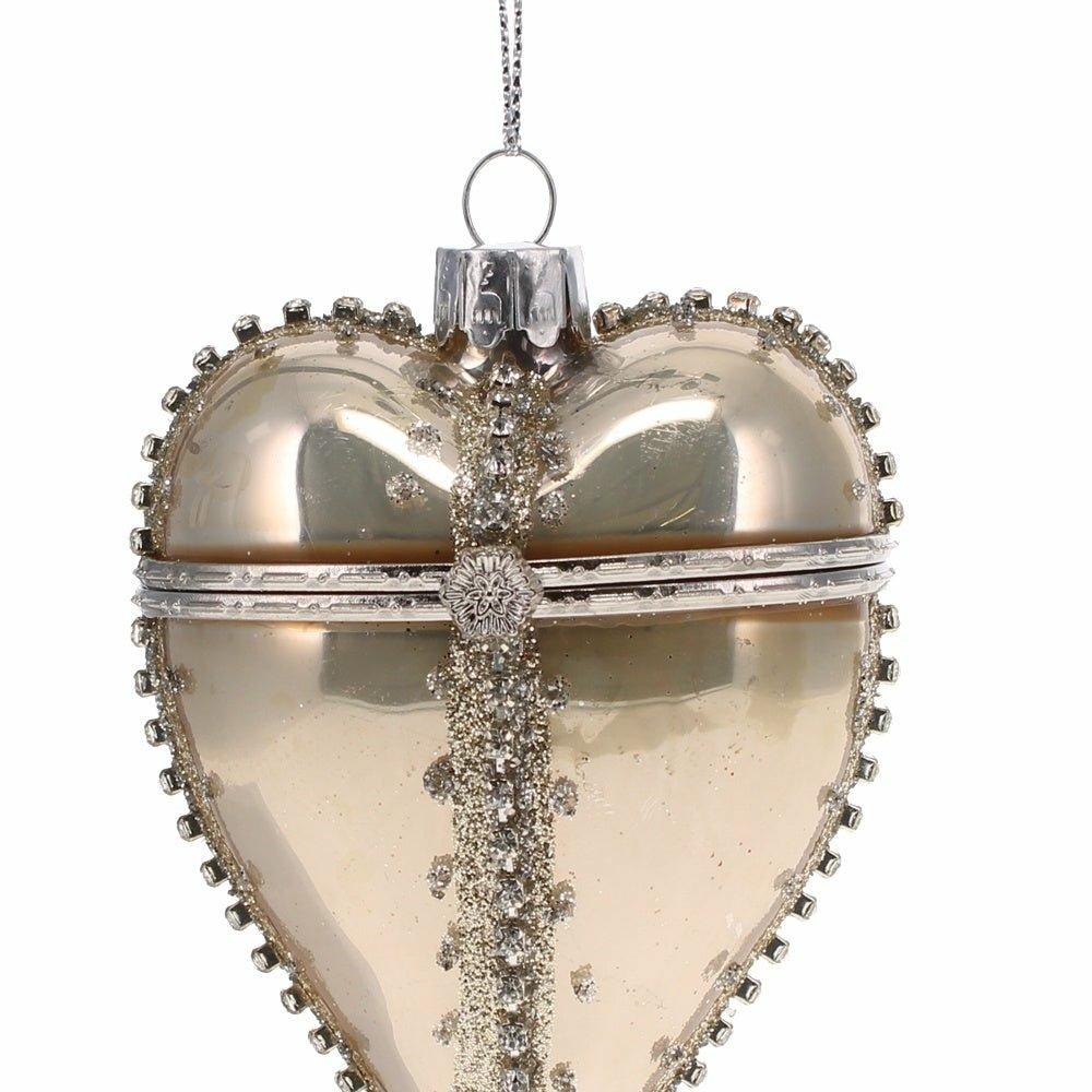 Diamante and Glitter Heart Bauble Box