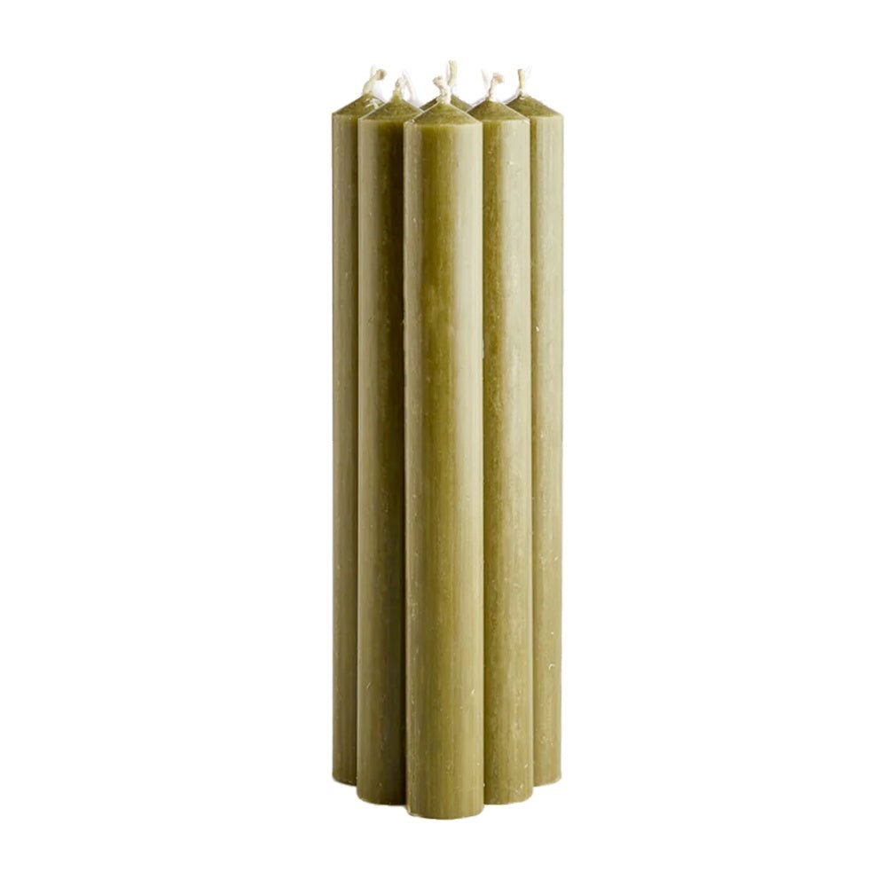 Dinner Candles, Pack of 6, Olive